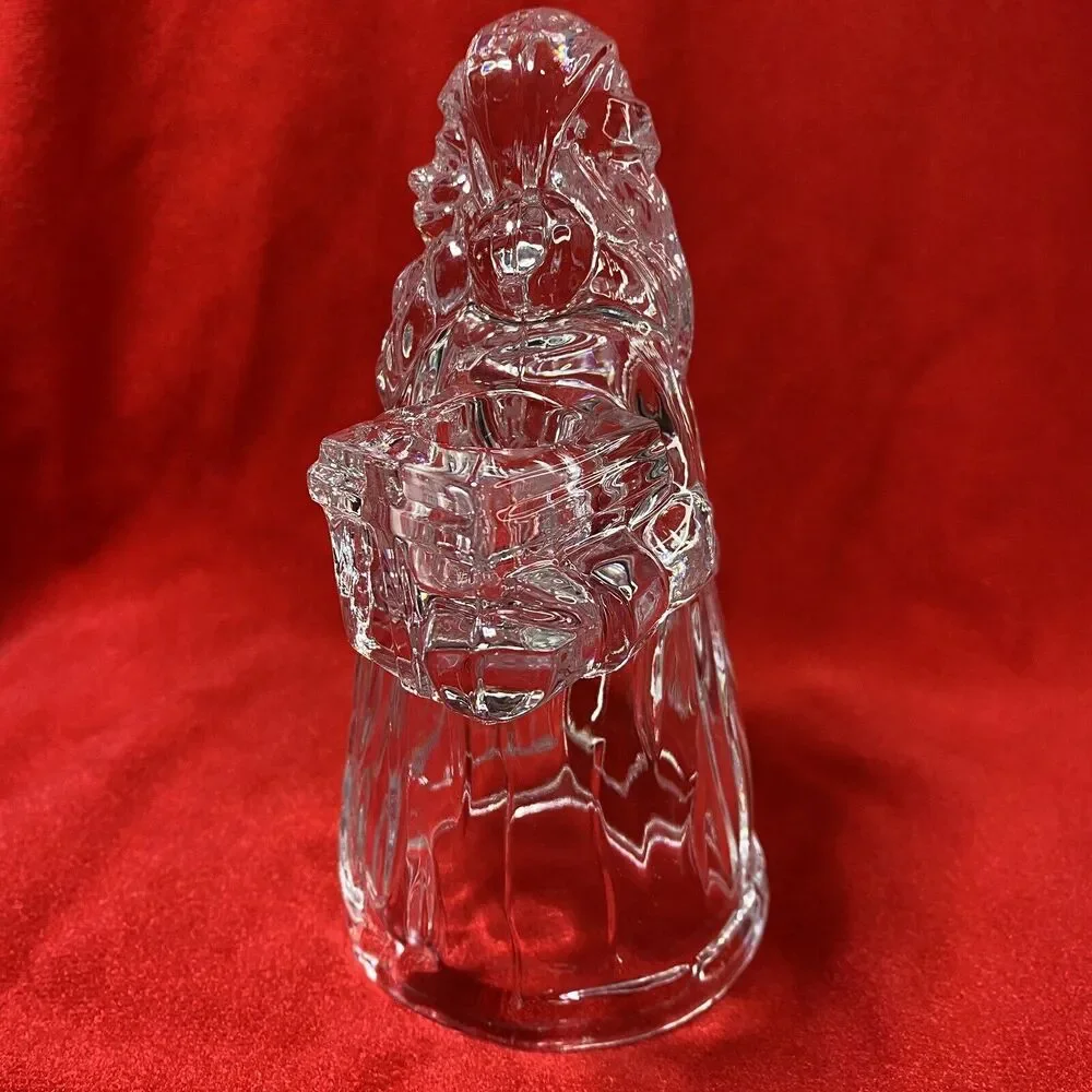 Crystal Glass Santa Claus Candle Holder Figurine 24% Lead Christmas St. Nick 7.5